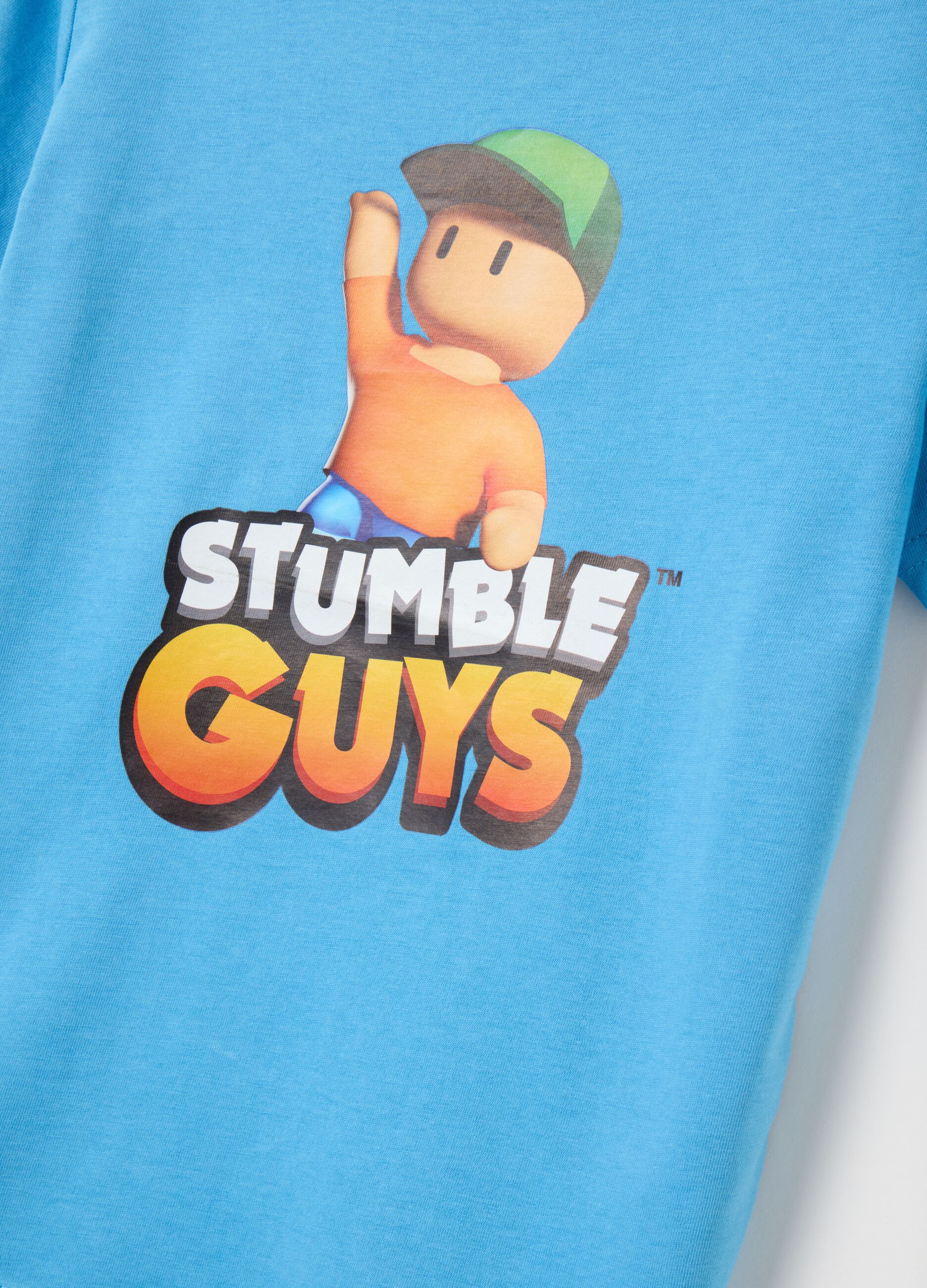 Regular fit children's azure cotton t-shirt with print