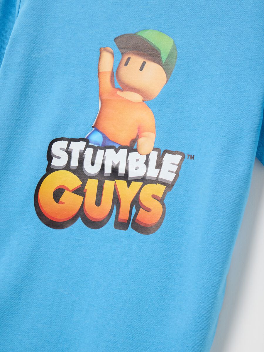 Regular fit children's azure cotton t-shirt with print_2