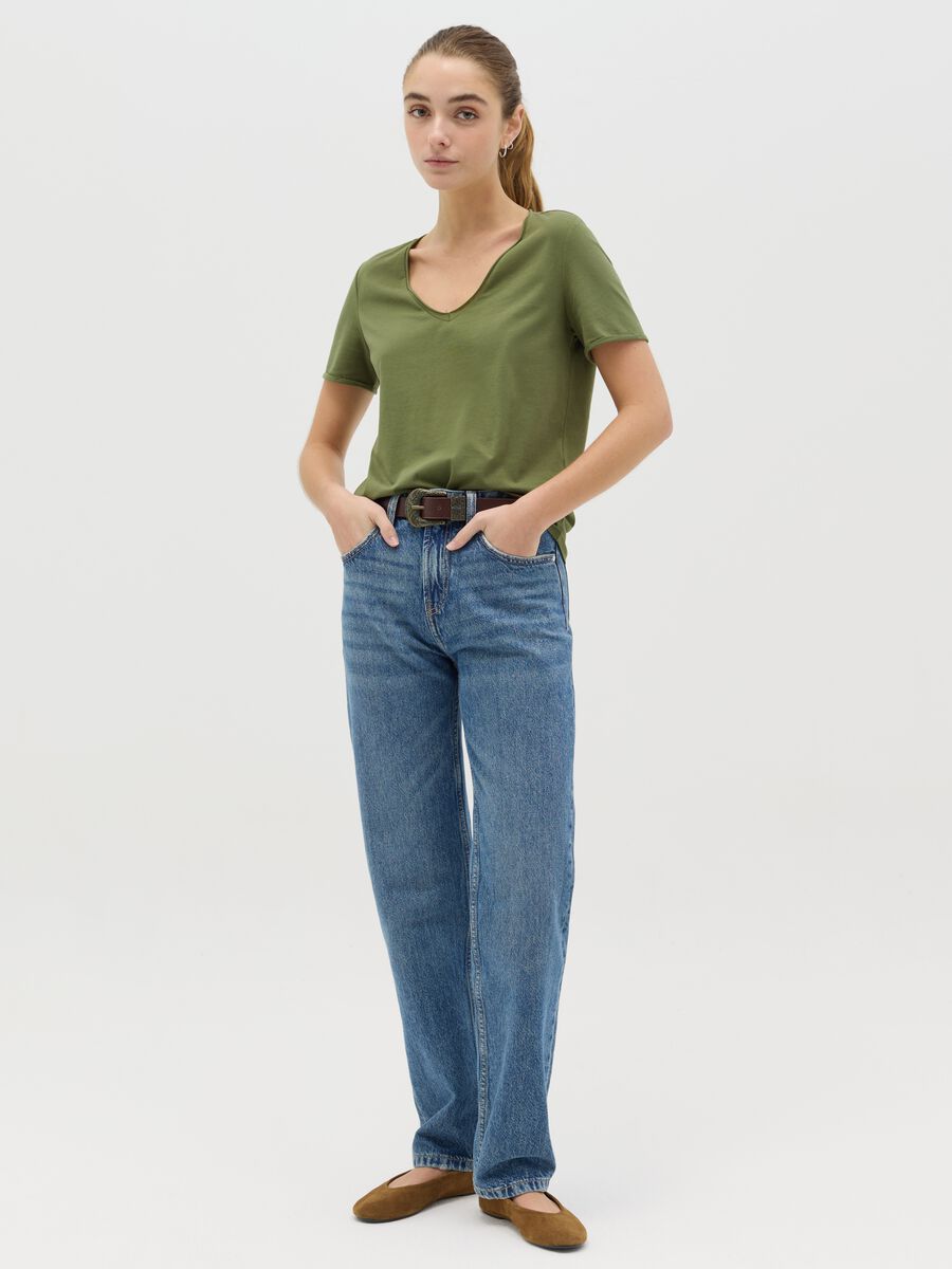 Green organic cotton T-shirt with V neck_1