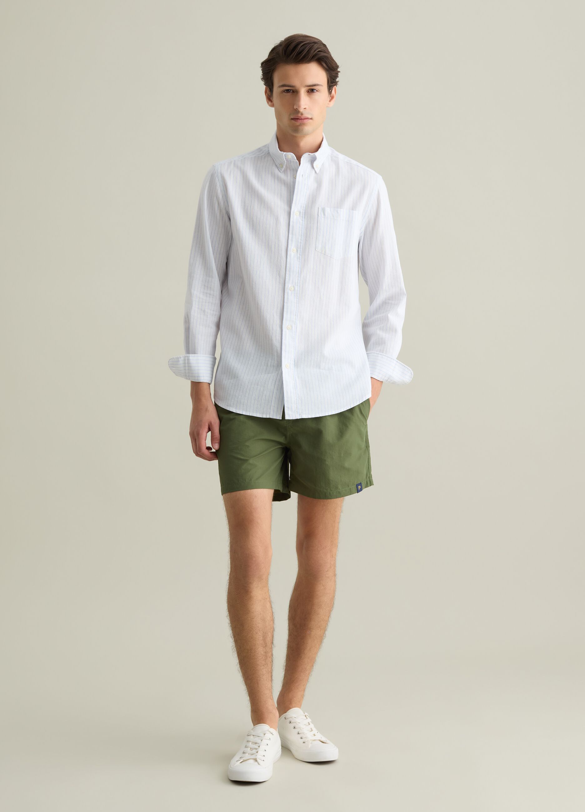 Boxer mare da uomo in misto verde regular fit con vita elastica
