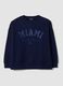 Blue cotton-blend sweatshirt with Miami slogan_0