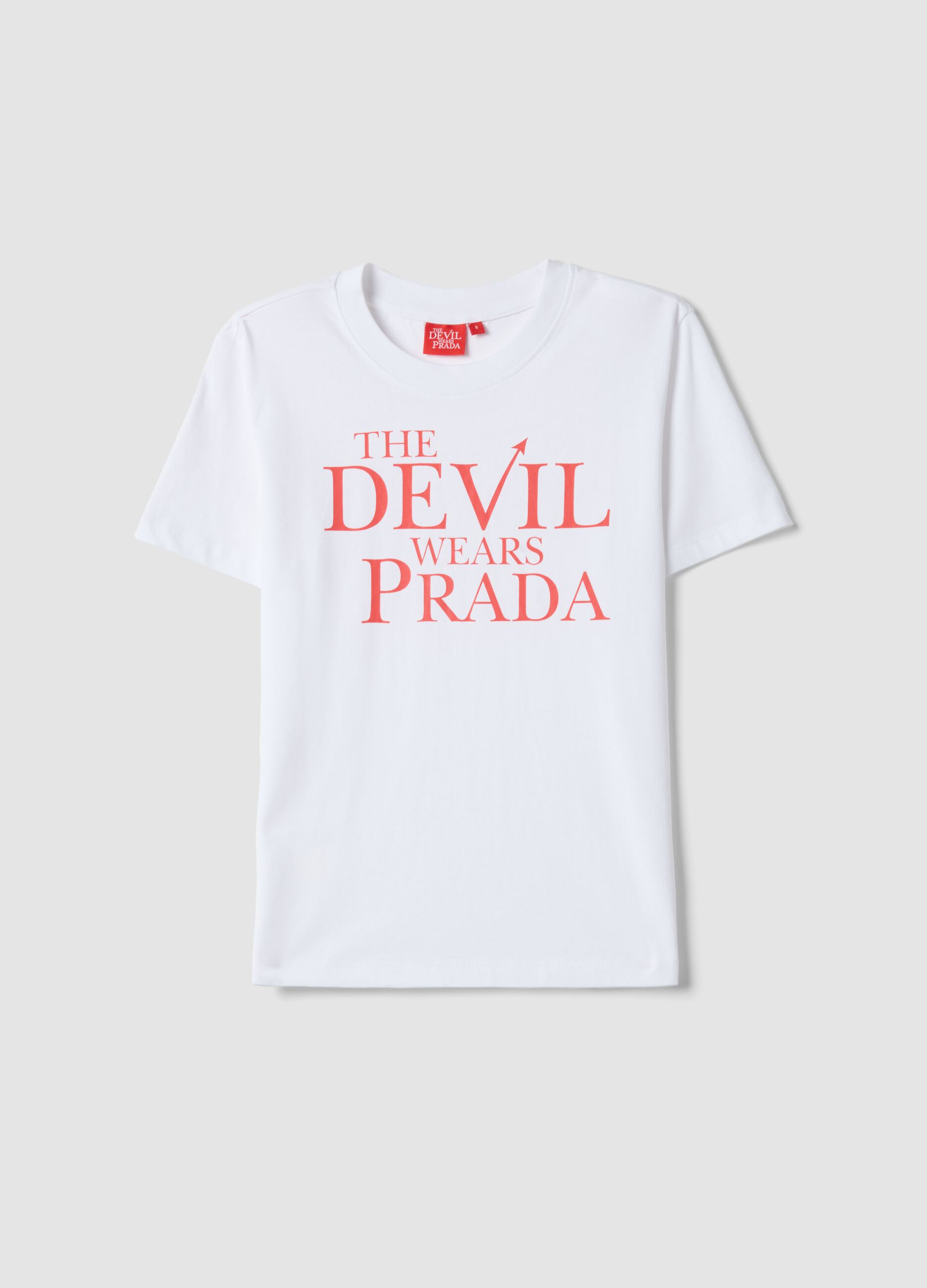 White Pure Cotton Regular Fit T-shirt 'The Devil wears Prada'