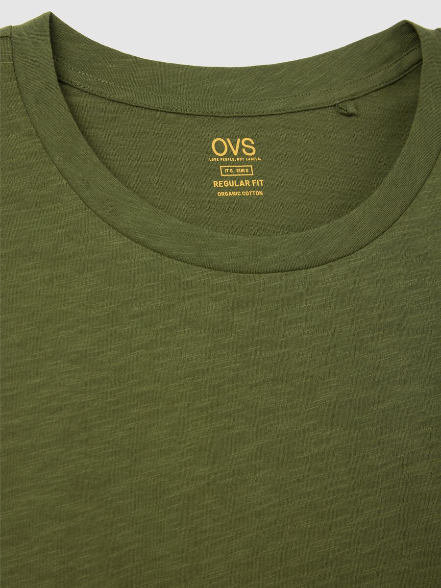 Short-sleeved green T-shirt in pure cotton_5