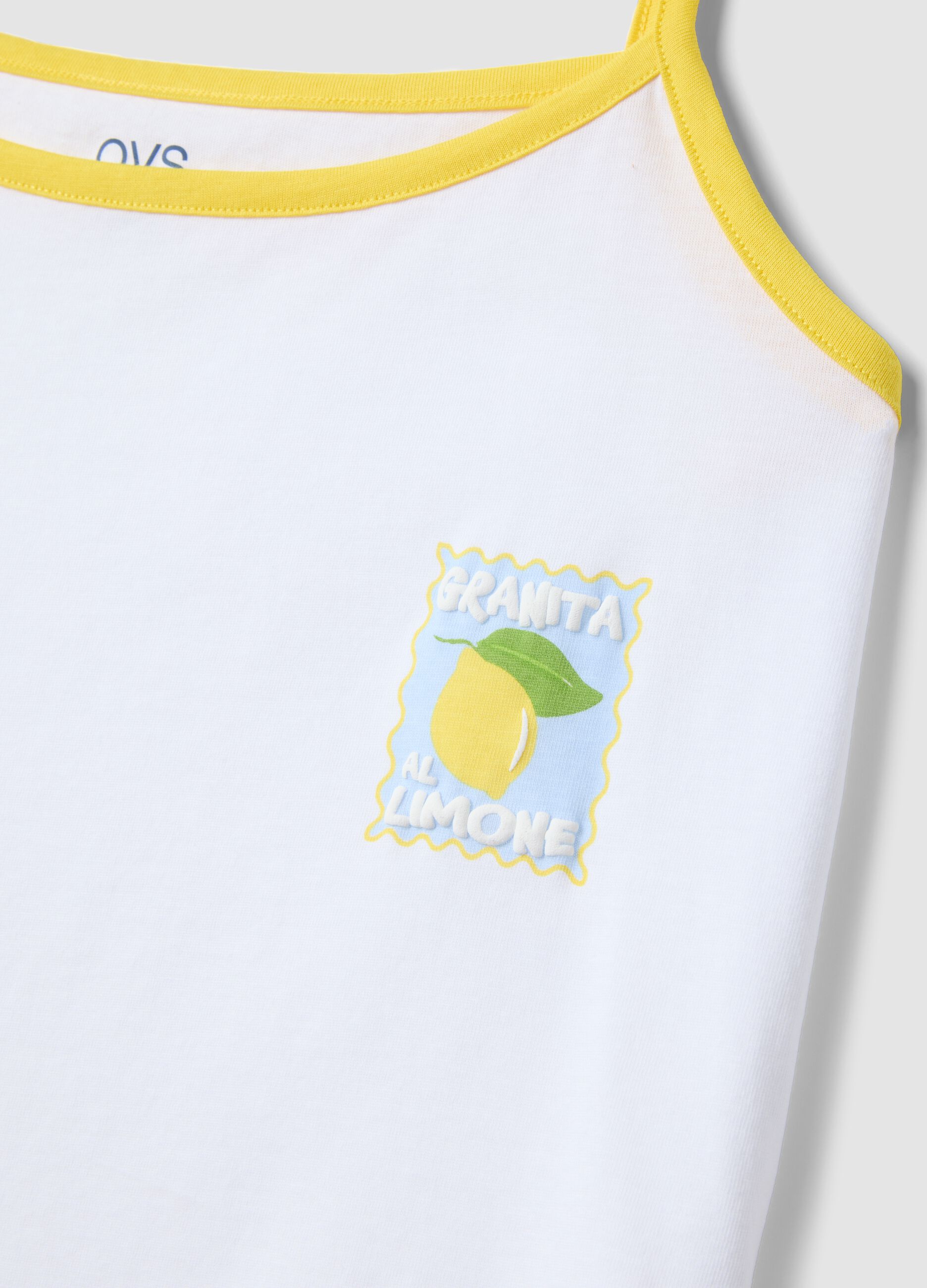 Multicolour pure cotton short pyjamas, regular fit, with gathered trims