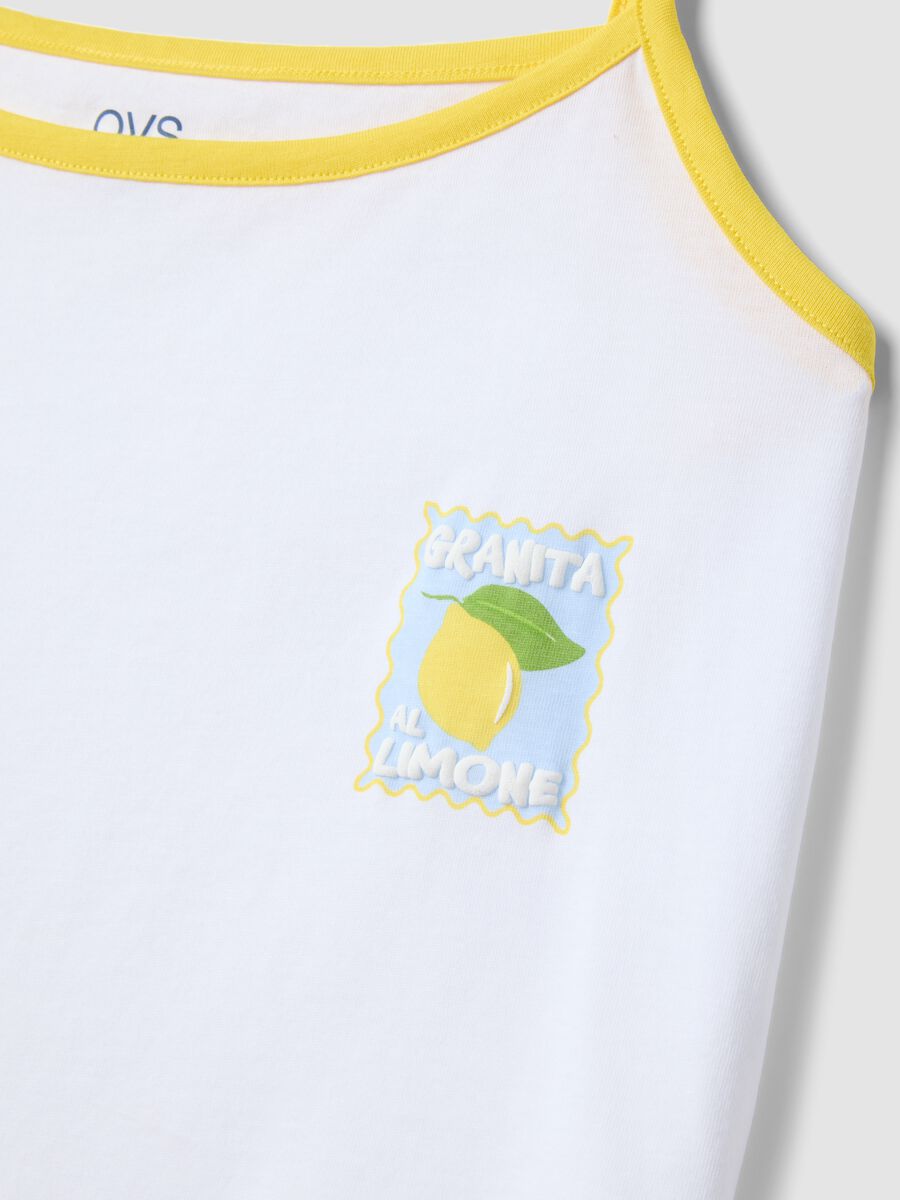 Pigiama corto in puro cotone multicolor regular fit con arricciature_5