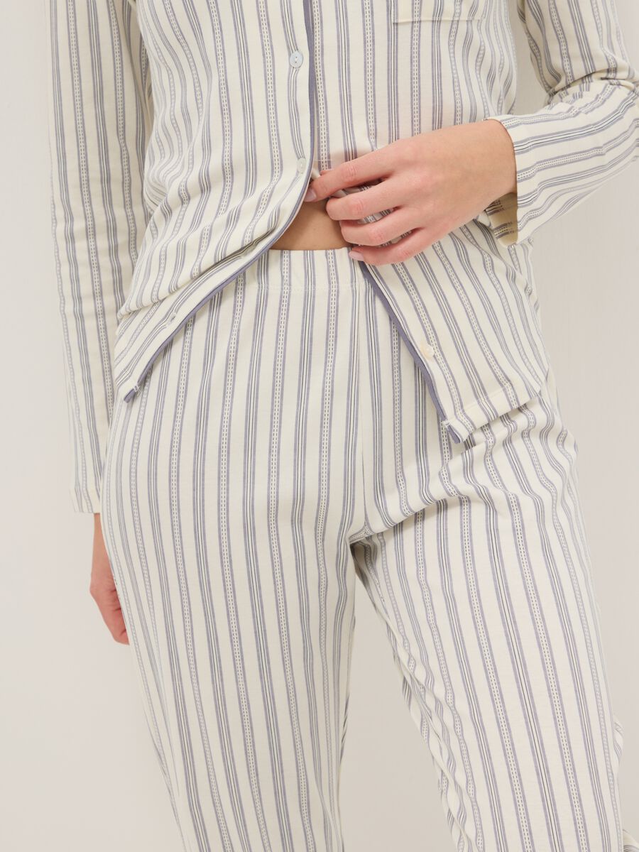 Grey striped pure cotton pyjamas with regular fit_3
