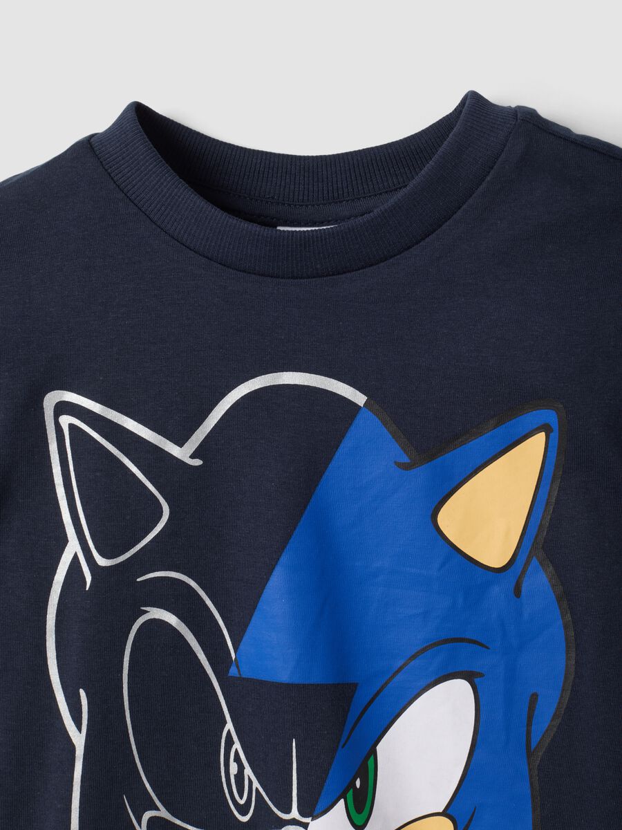 Blue pure cotton crew-neck Sonic T-shirt for boys_2