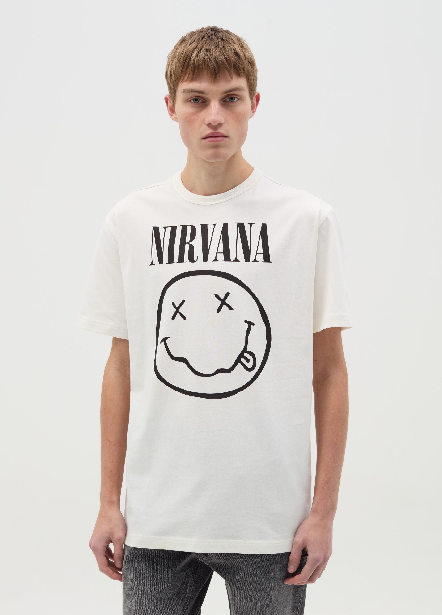 Cotton T-shirt with Nirvana print