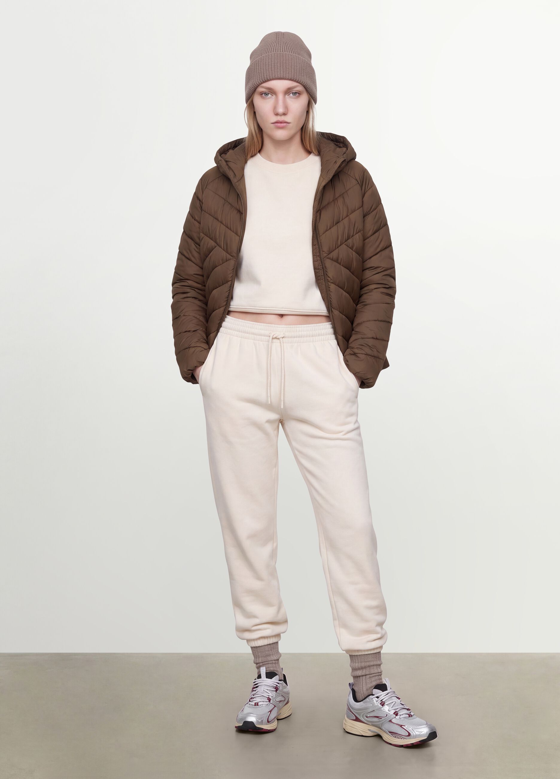 Green Ultralight quilted jacket with hood and zip