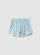 Shorts azzurri in puro cotone da ragazza slim fit con profili bianchi_3