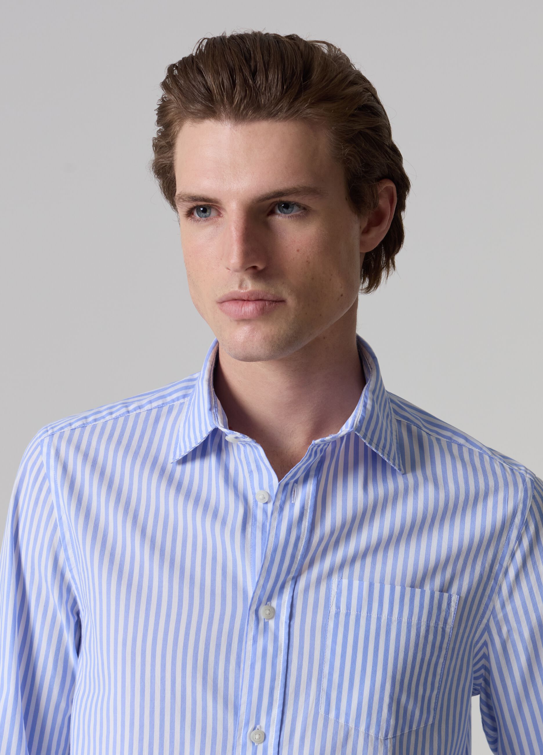 Poplin shirt with striped pattern