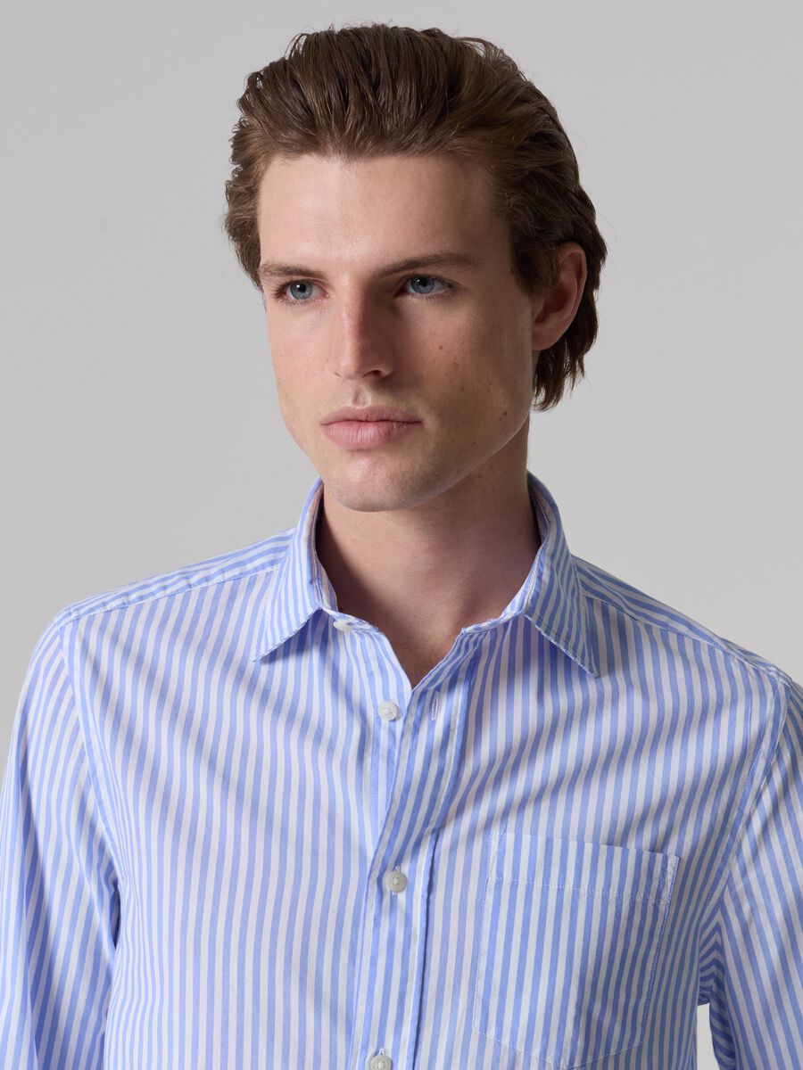Poplin shirt with striped pattern_1