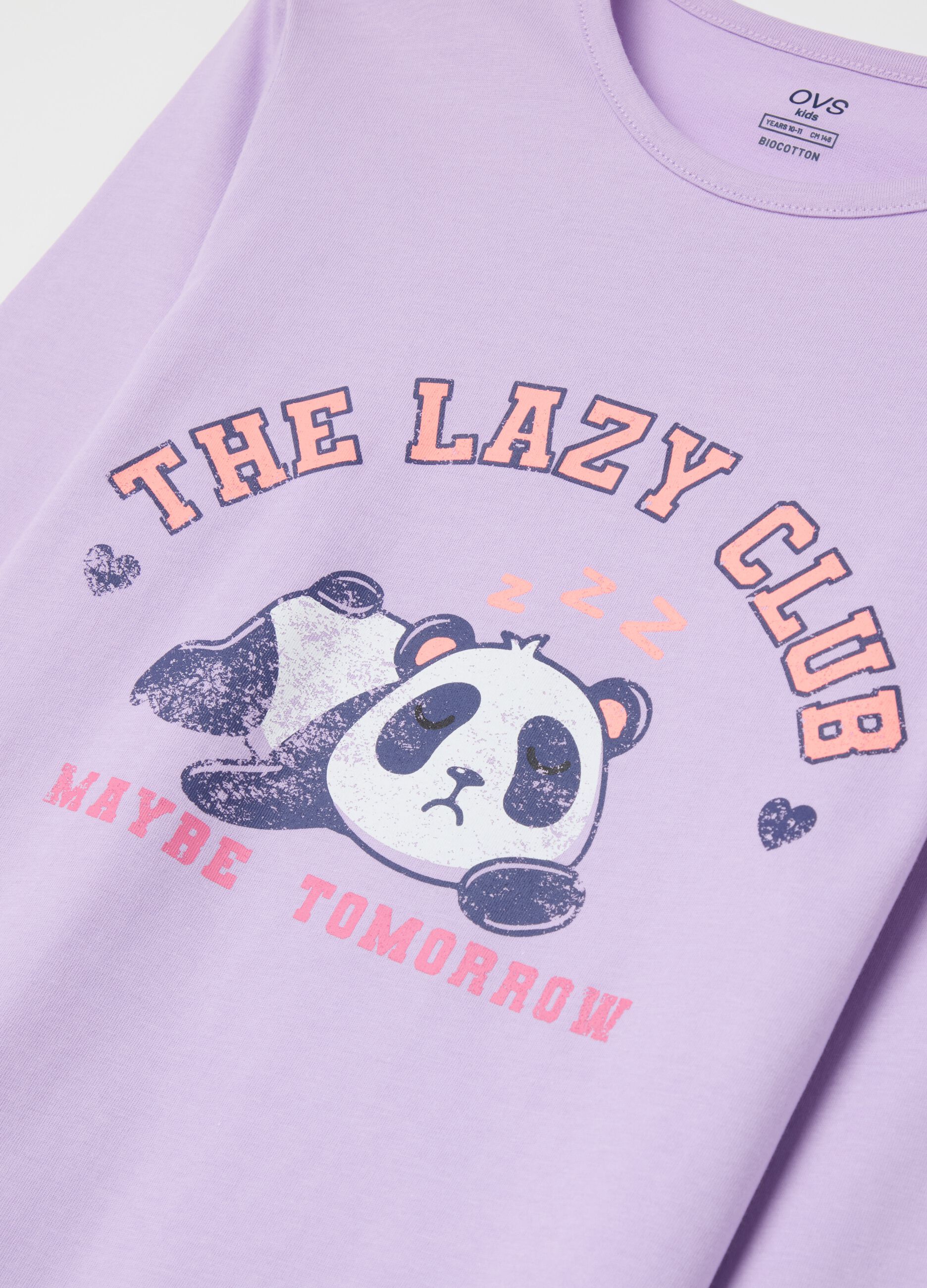 Organic cotton pyjamas with "The Lazy Club" print