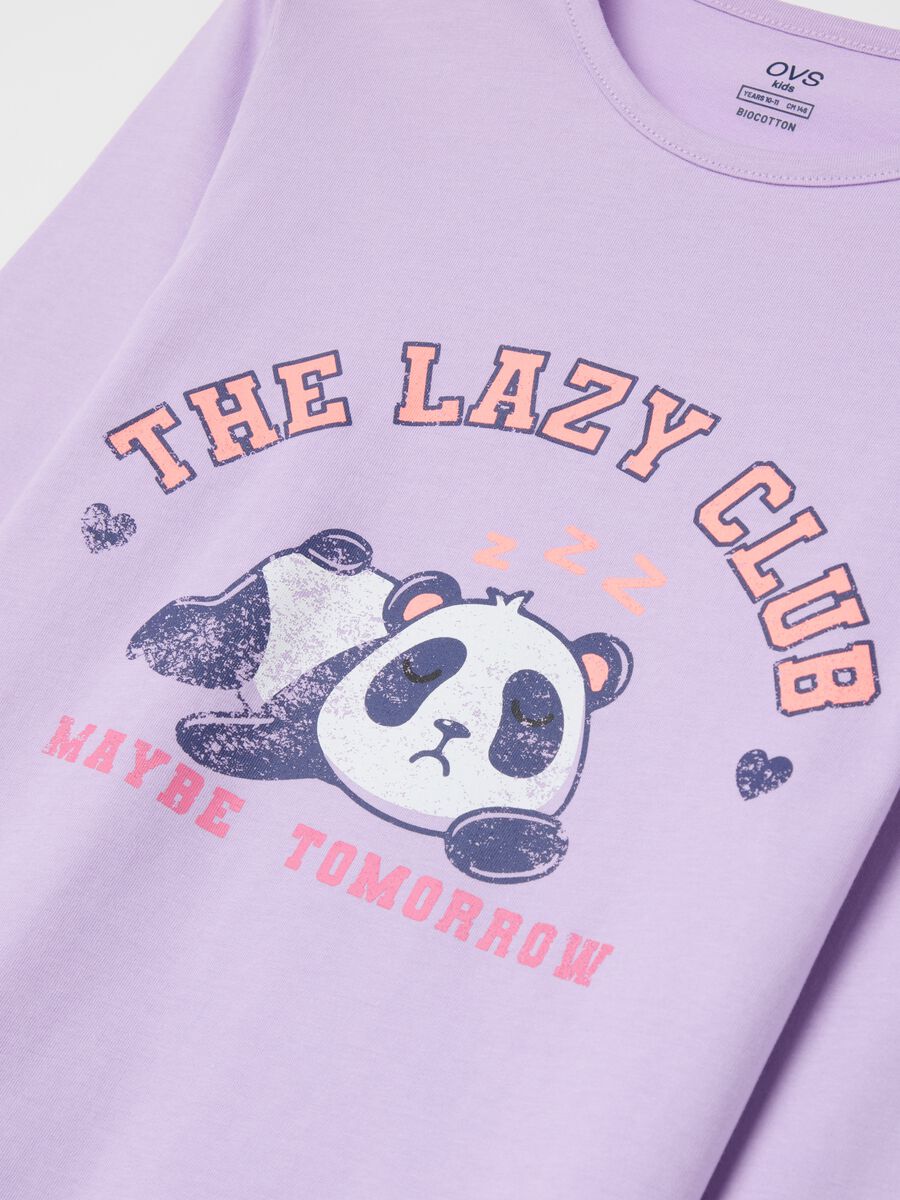 Pigiama in cotone bio con stampa "The Lazy Club"_2