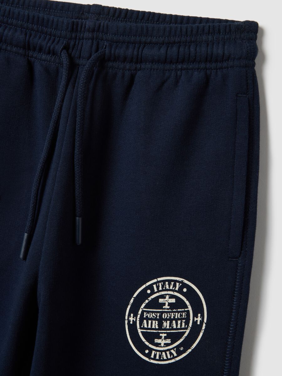 Kids' blue jogger trousers in pure cotton, regular fit with logo_2