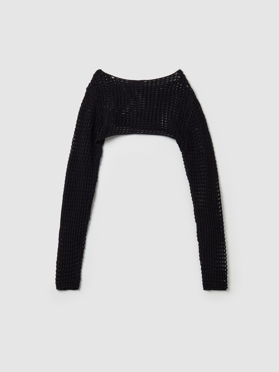Openwork knit cropped cardigan_4