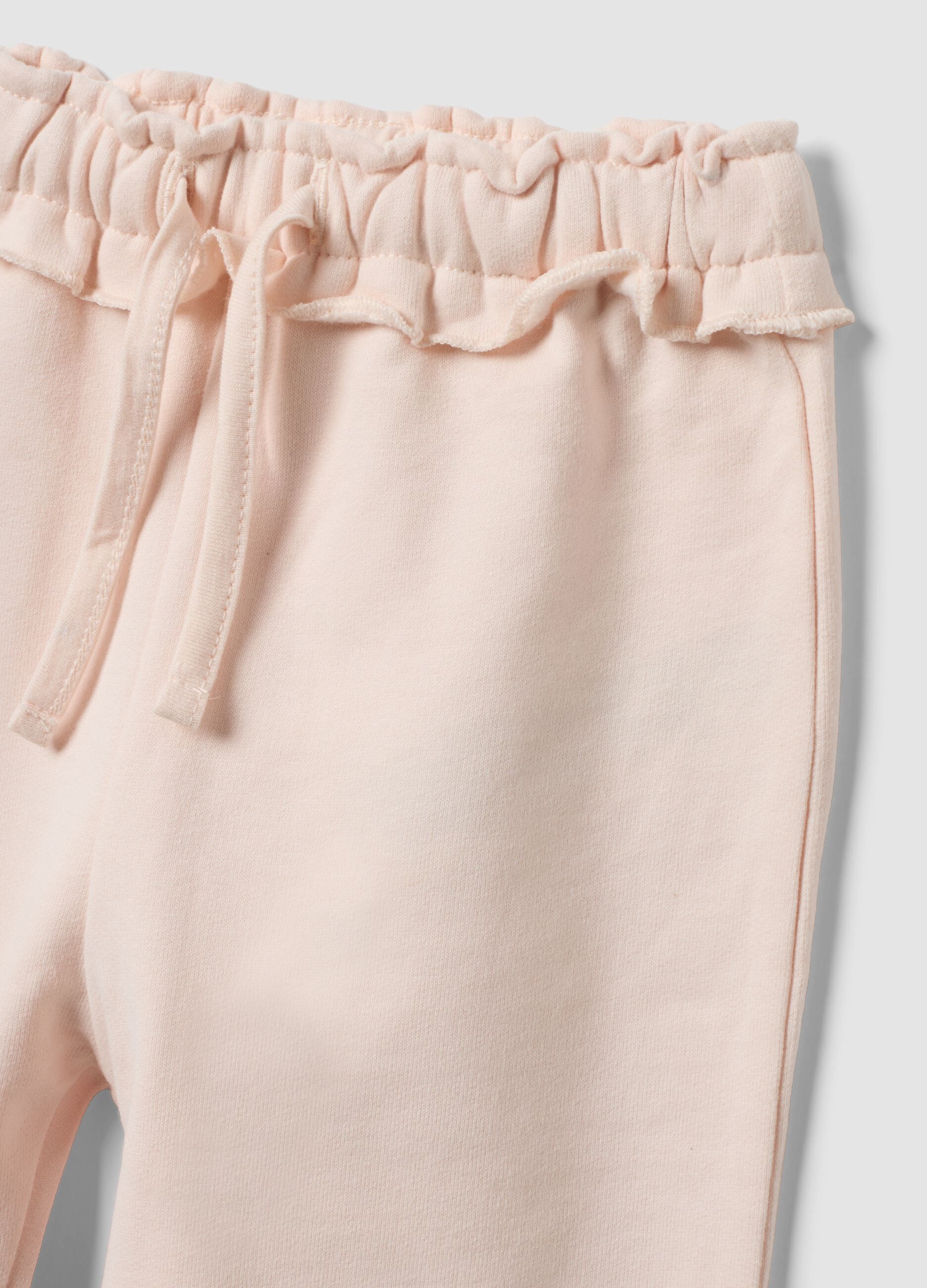 Pink organic cotton set with sweatshirt and teddy bear embroidered joggers