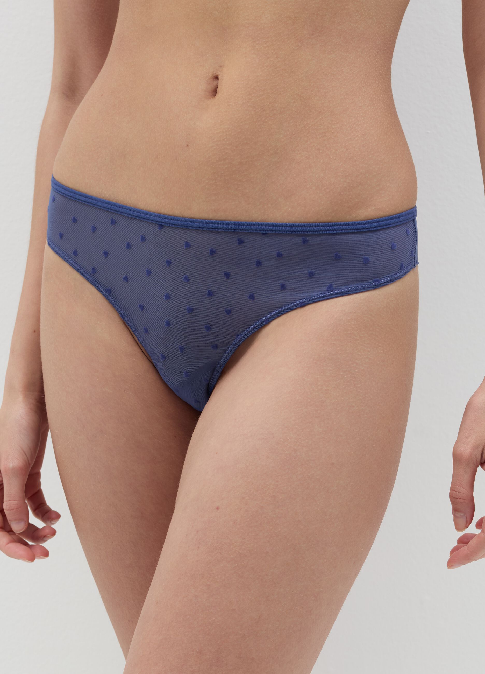 Mesh Brazilian-cut briefs with small hearts