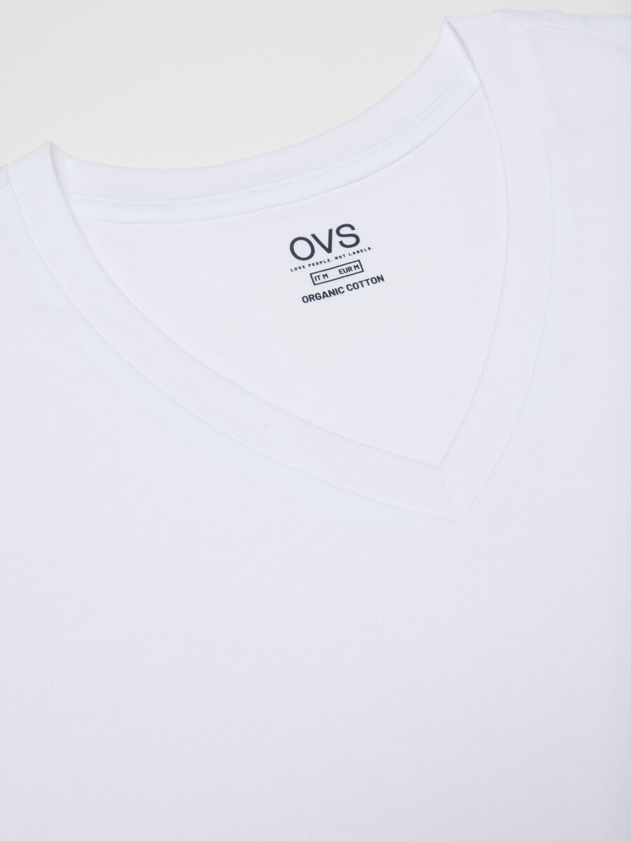 Tripack white V-neck t-shirts in pure cotton regular fit_5