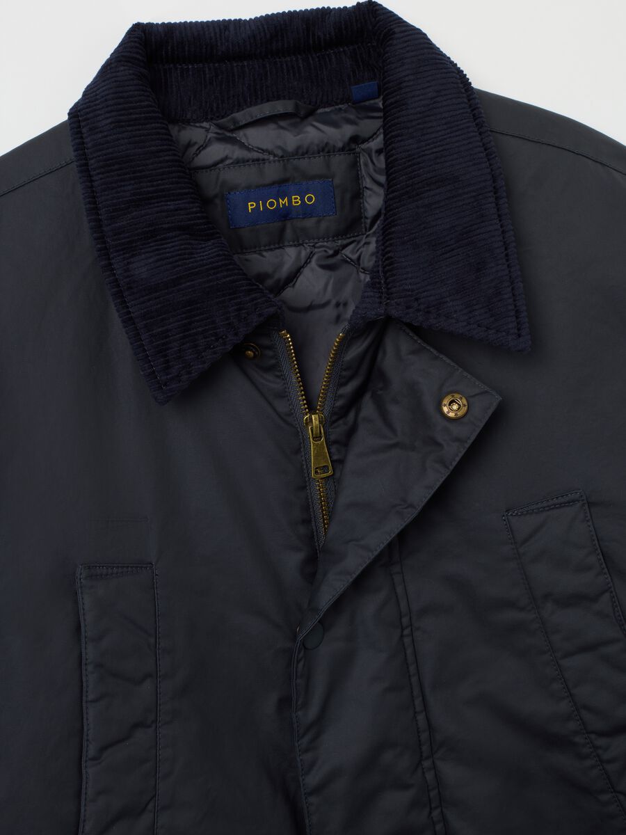 Blue Padded Jacket with Snap Buttons_1