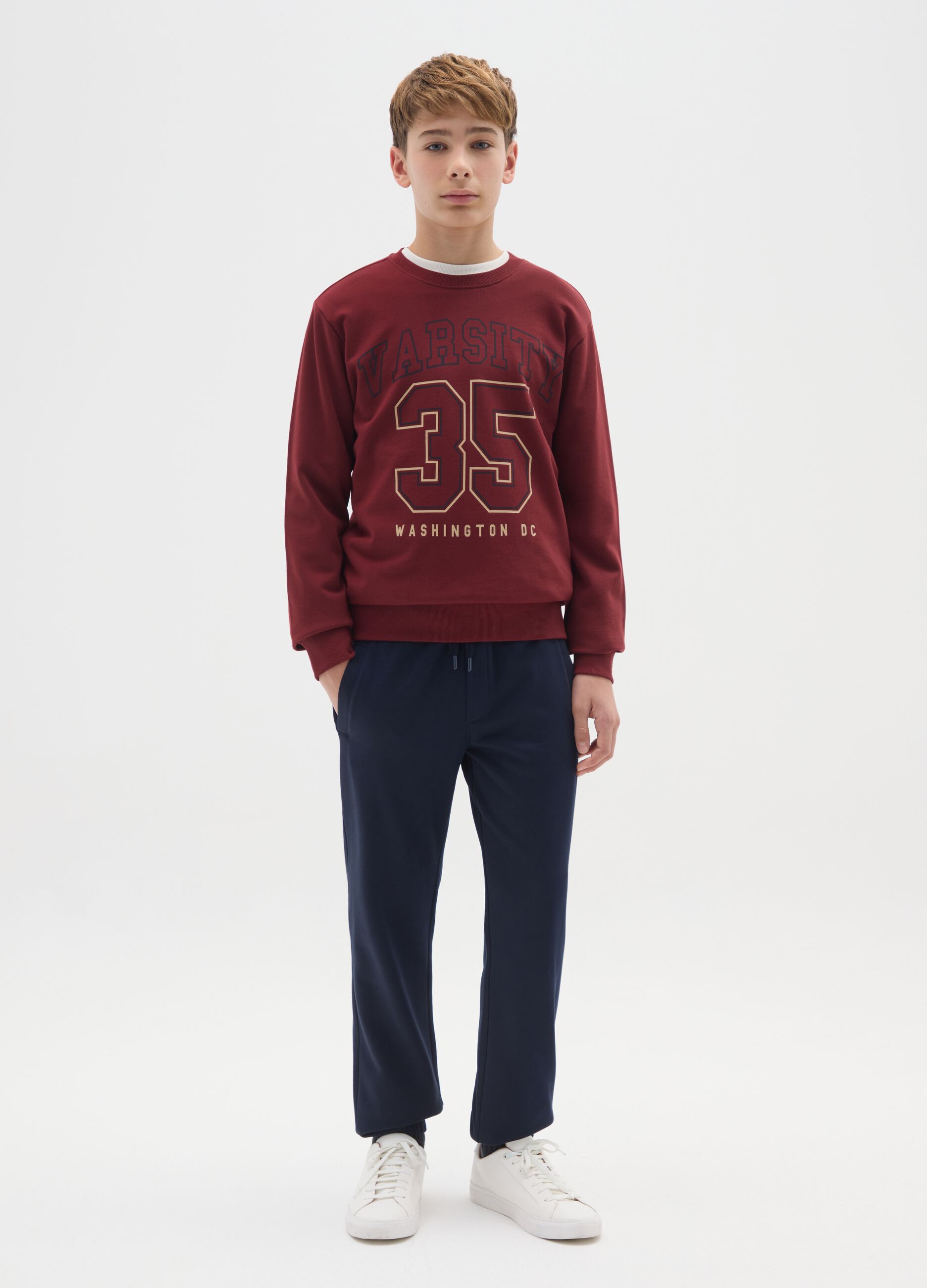 Boys' blue pure cotton jogger trousers in regular fit