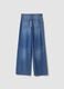 Jeans blu wide leg a vita alta in puro cotone_6