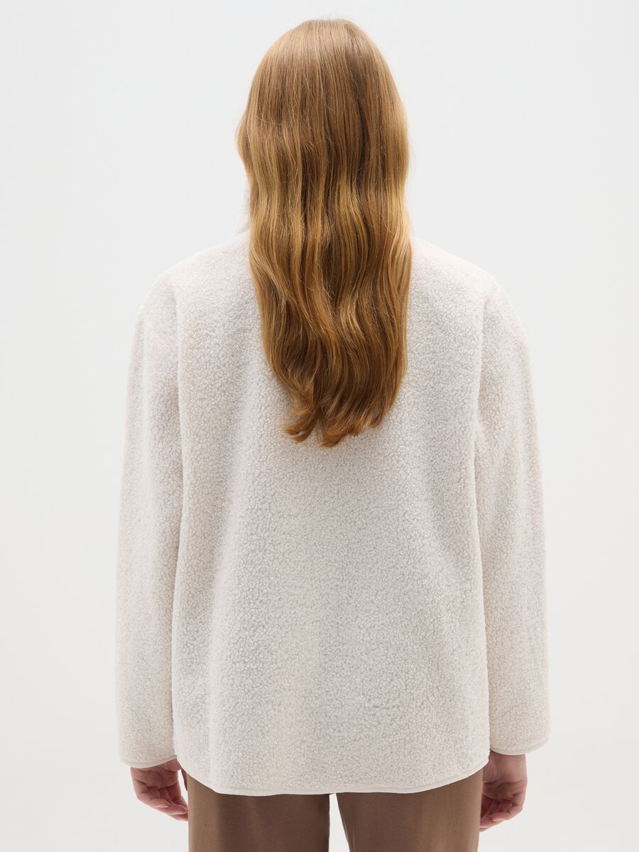 Felpa bianca regular fit con zip_3