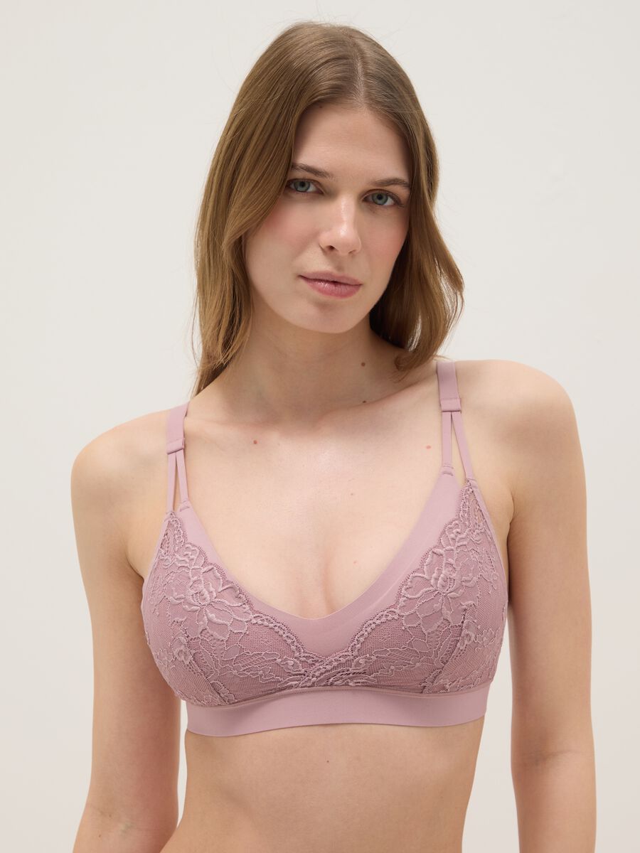 Pink Lace Bra with Removable Padding_0