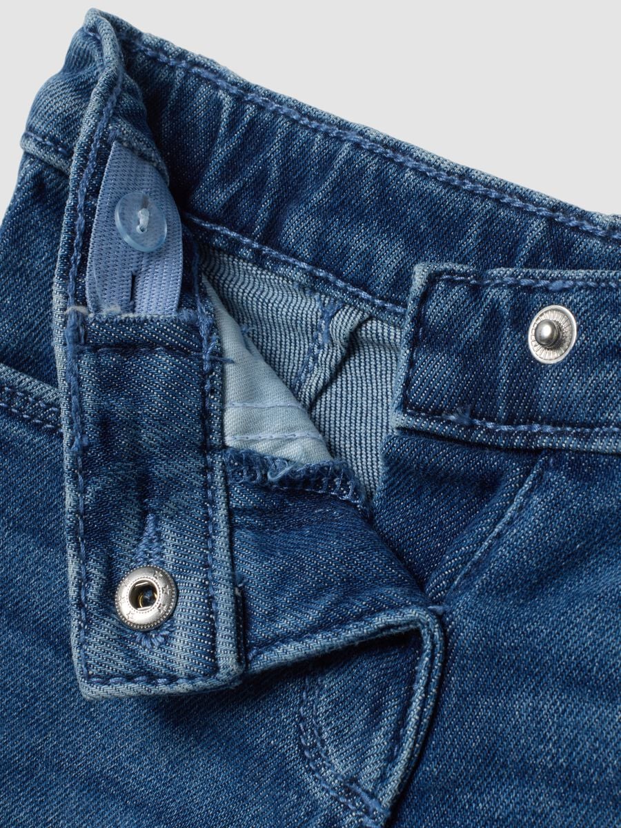 Light blue wide-leg stretch cotton jeans with Minnie embroidery_2