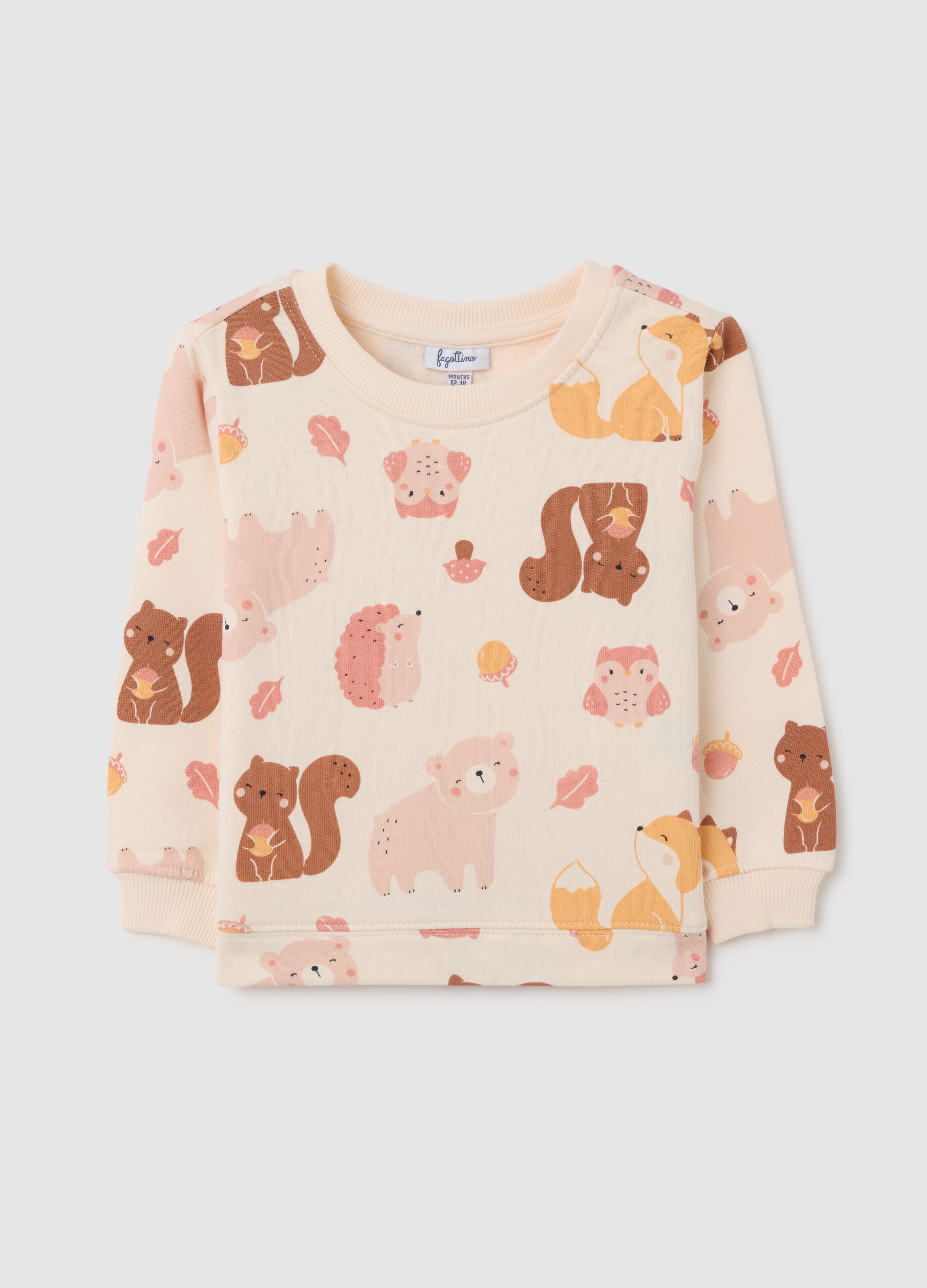 Girls' beige cotton sweatshirt regular fit