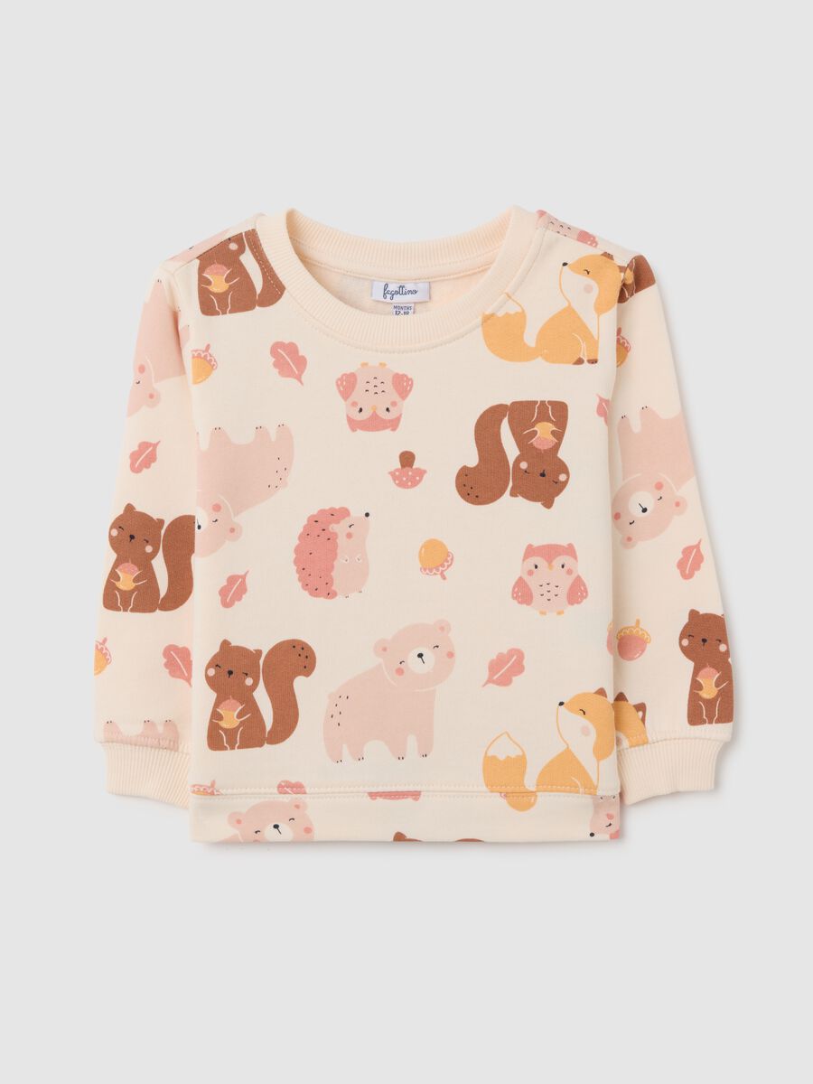 Girls' beige cotton sweatshirt regular fit_0