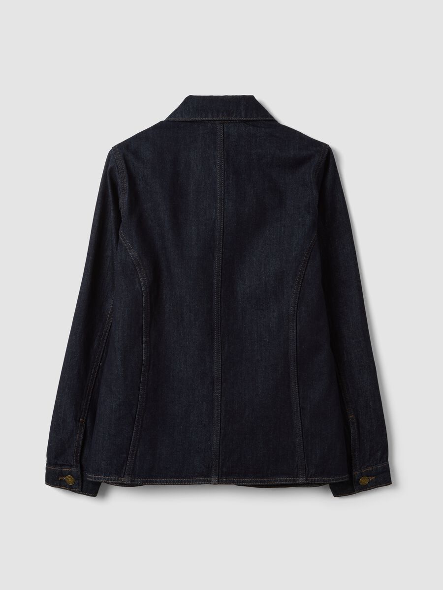 Blue pure cotton denim jacket, regular fit with buttons_2