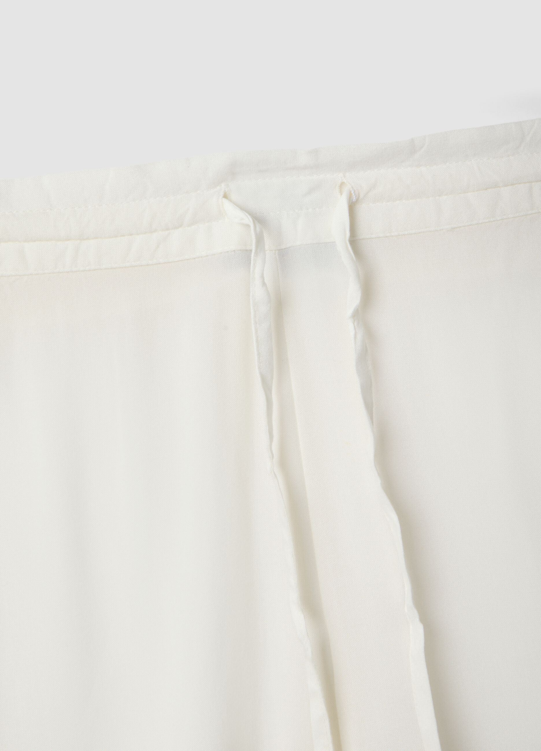 White pure viscose long trousers