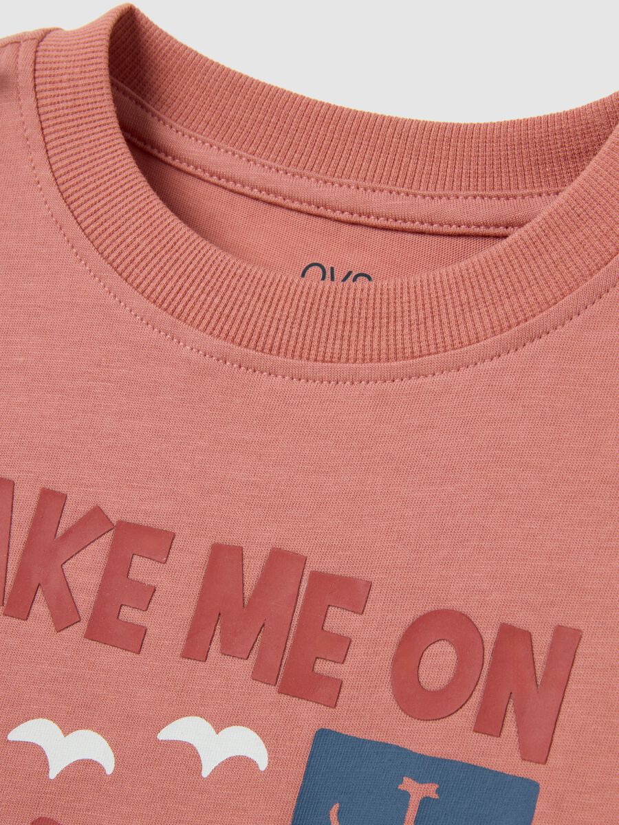 Children's pink pure cotton regular fit T-shirt with print_2