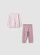 Pigiama rosa in puro cotone jersey organico con maglia e pantaloni per neonata e bimba_0