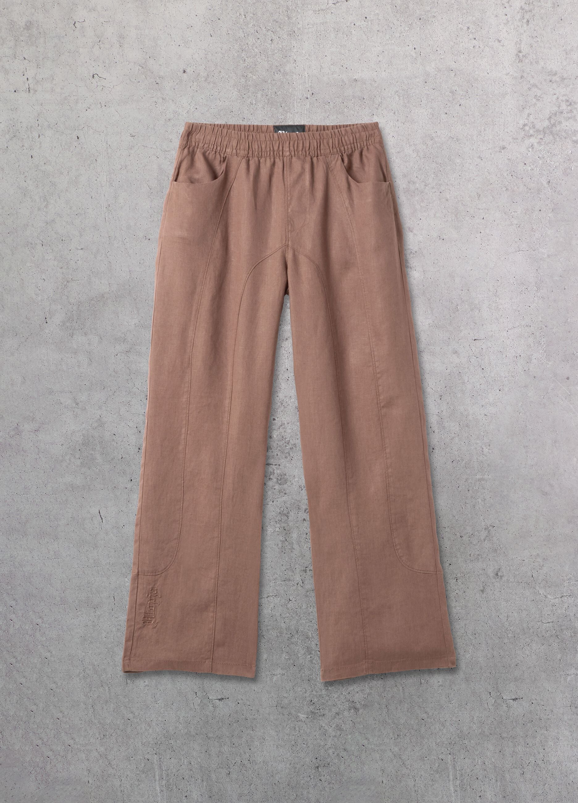 100% Linen Wide-Leg Trousers in Mocha