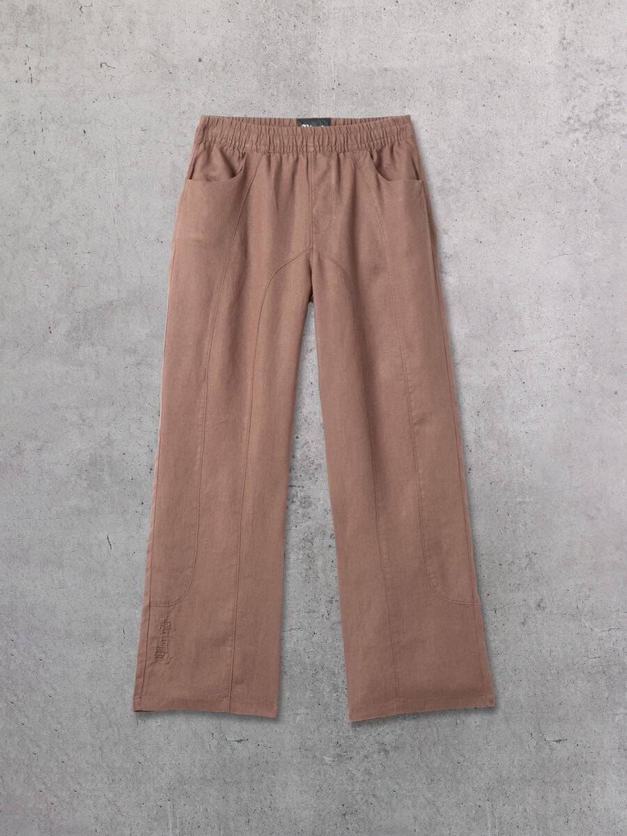 100% Linen Wide Leg Pants Mocha_6