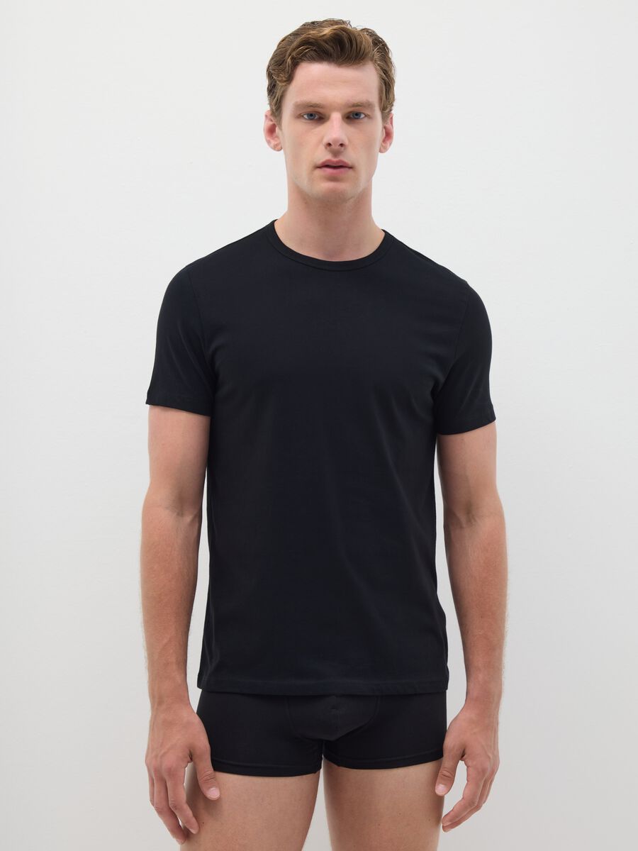 Bipack di t-shirt da uomo in puro cotone nere regular fit_0