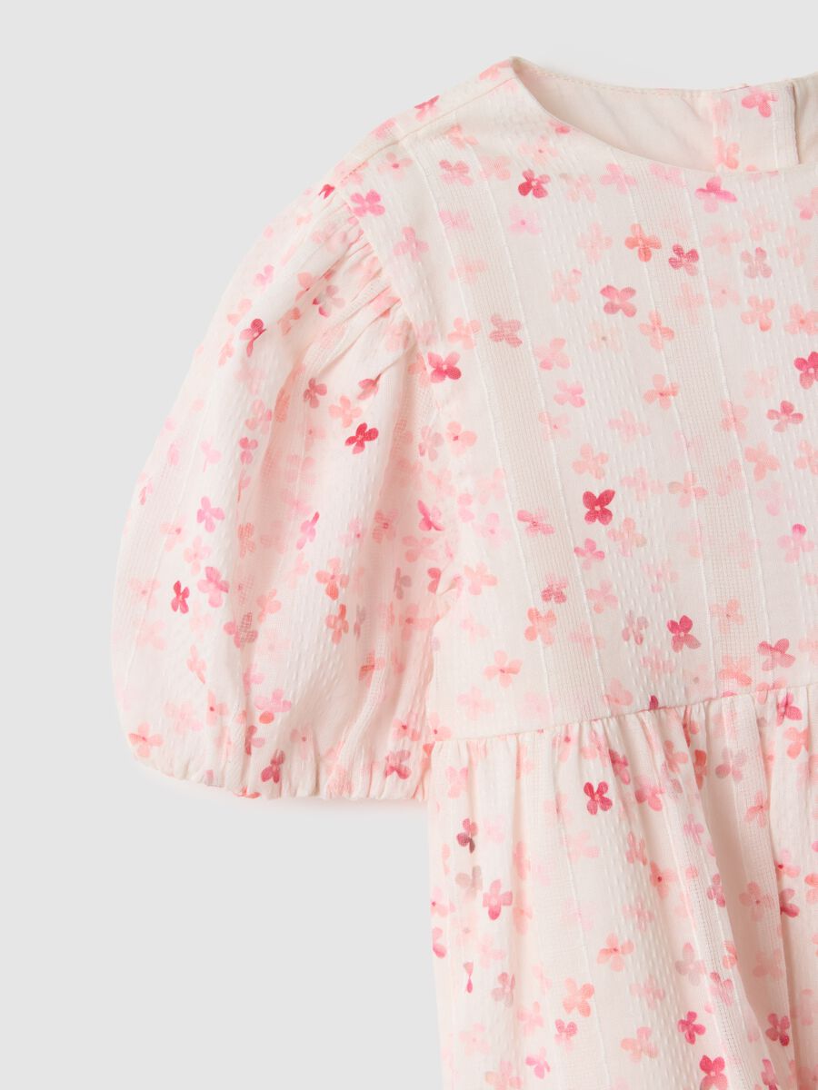 Multicolour pure cotton dress for girls with floral pattern_3