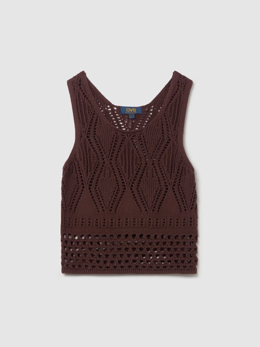 Brown crochet tank top_4