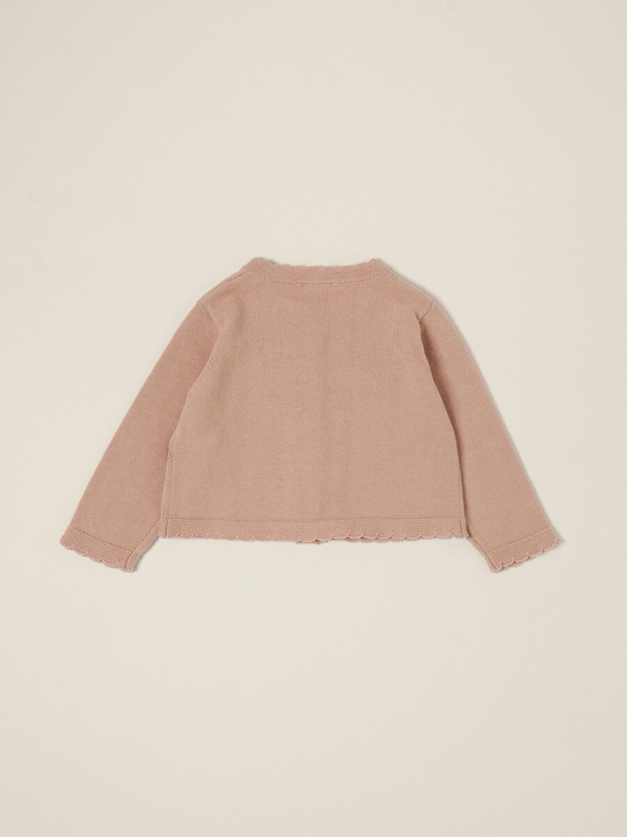 Pink cardigan with cotton flowers_1