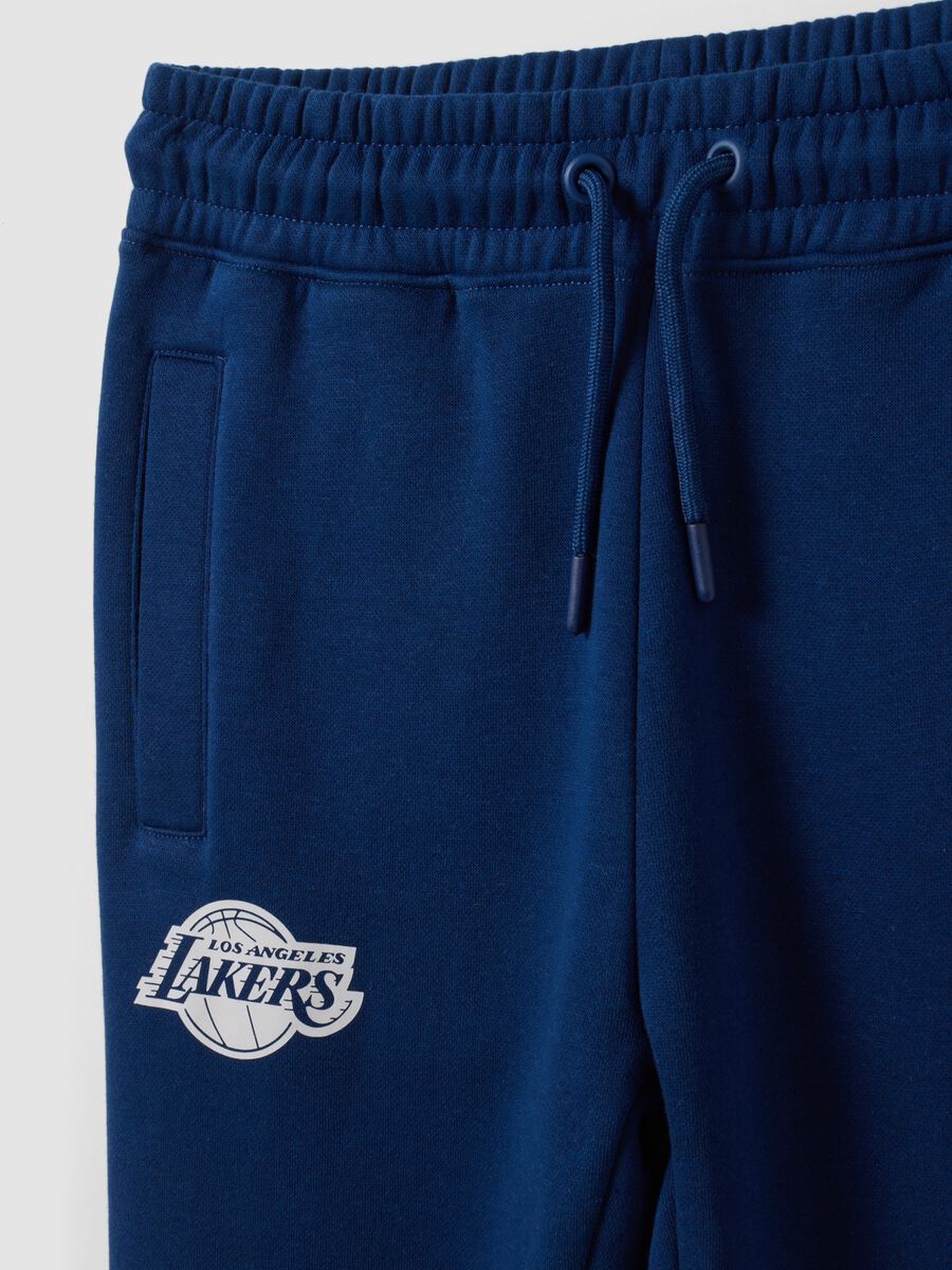 Blue regular-fit cotton-blend joggers_4