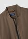 Brown regular fit bomber with full zip_5