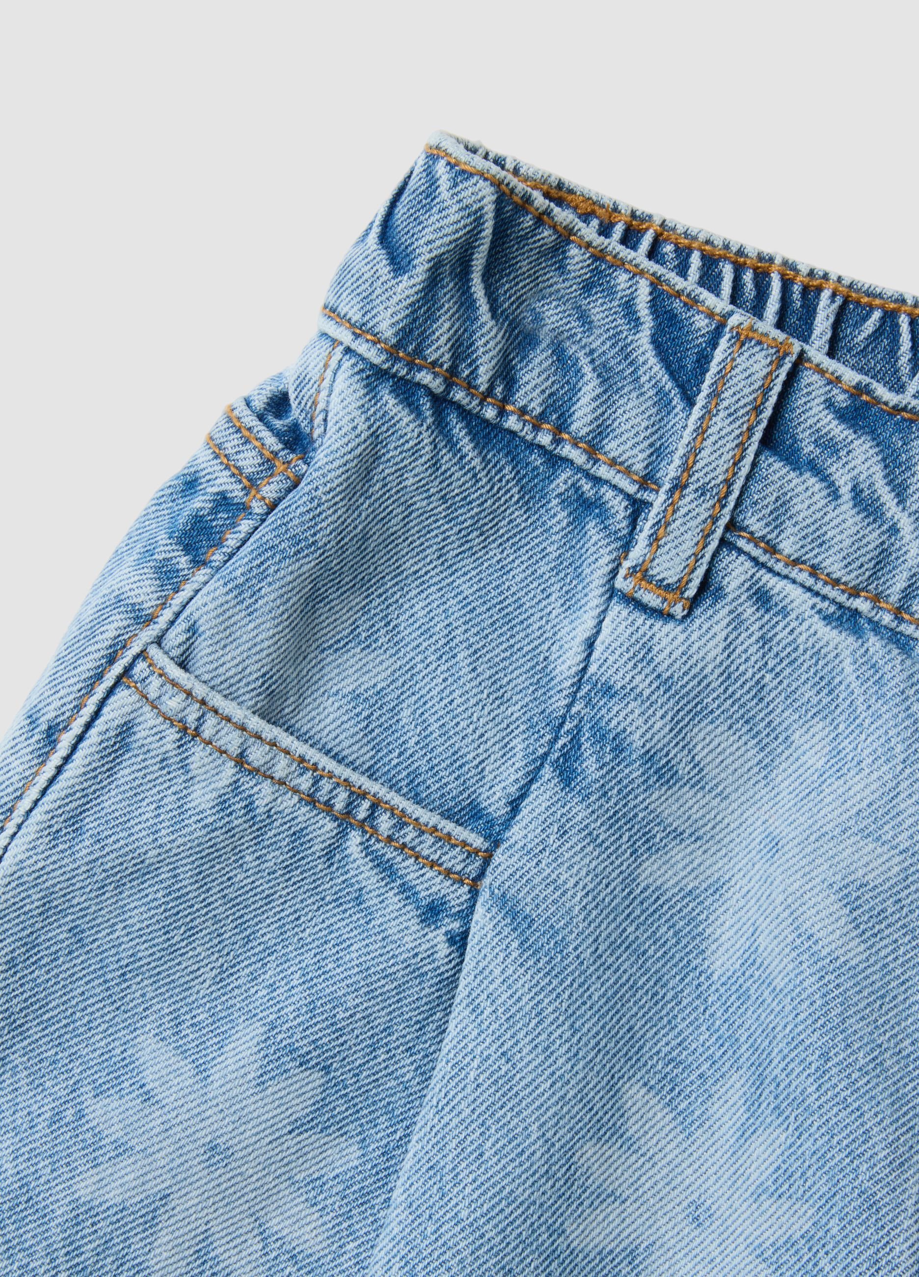 Light blue pure cotton denim shorts