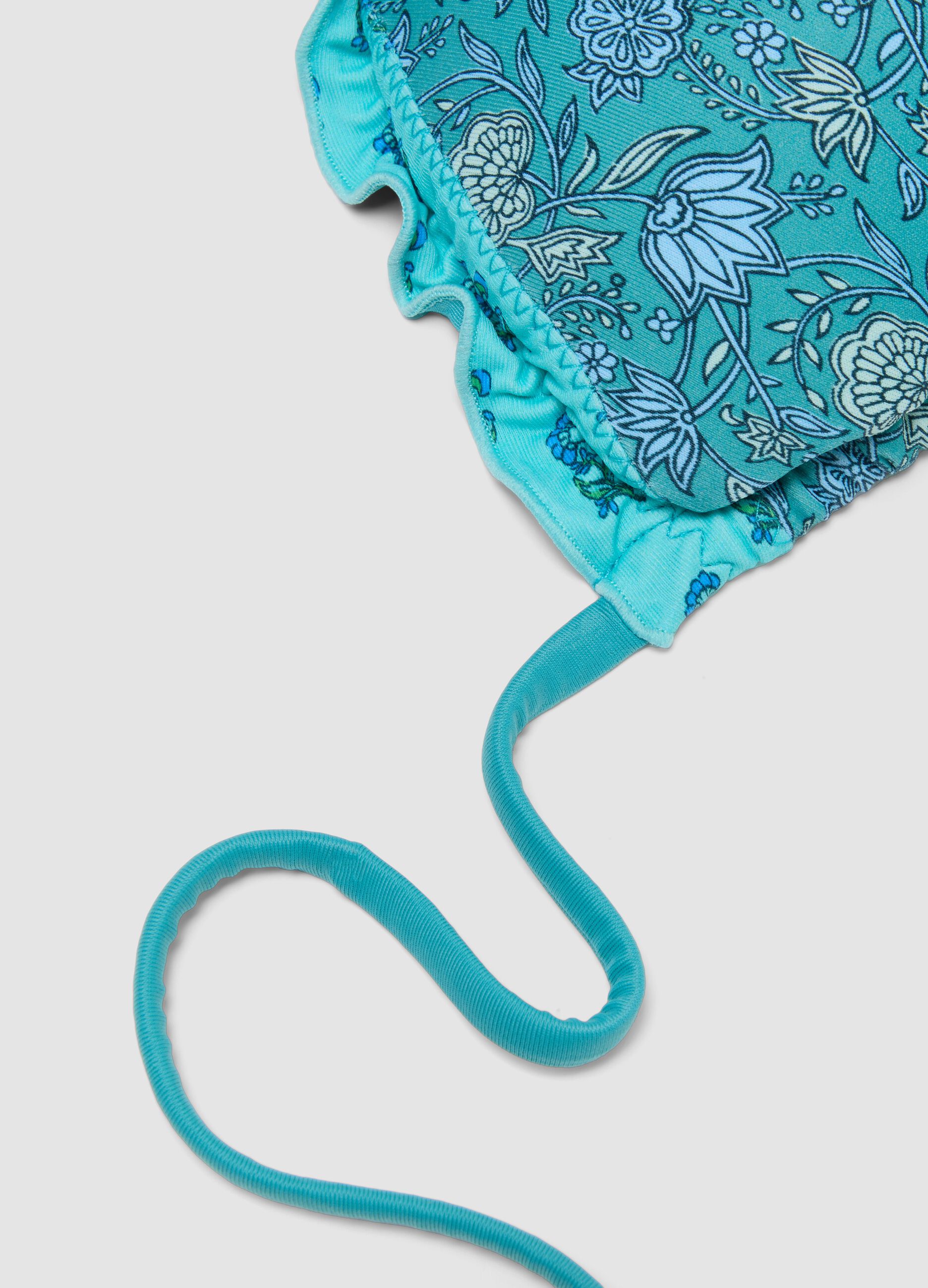 Light blue triangle bikini top in stretch fabric