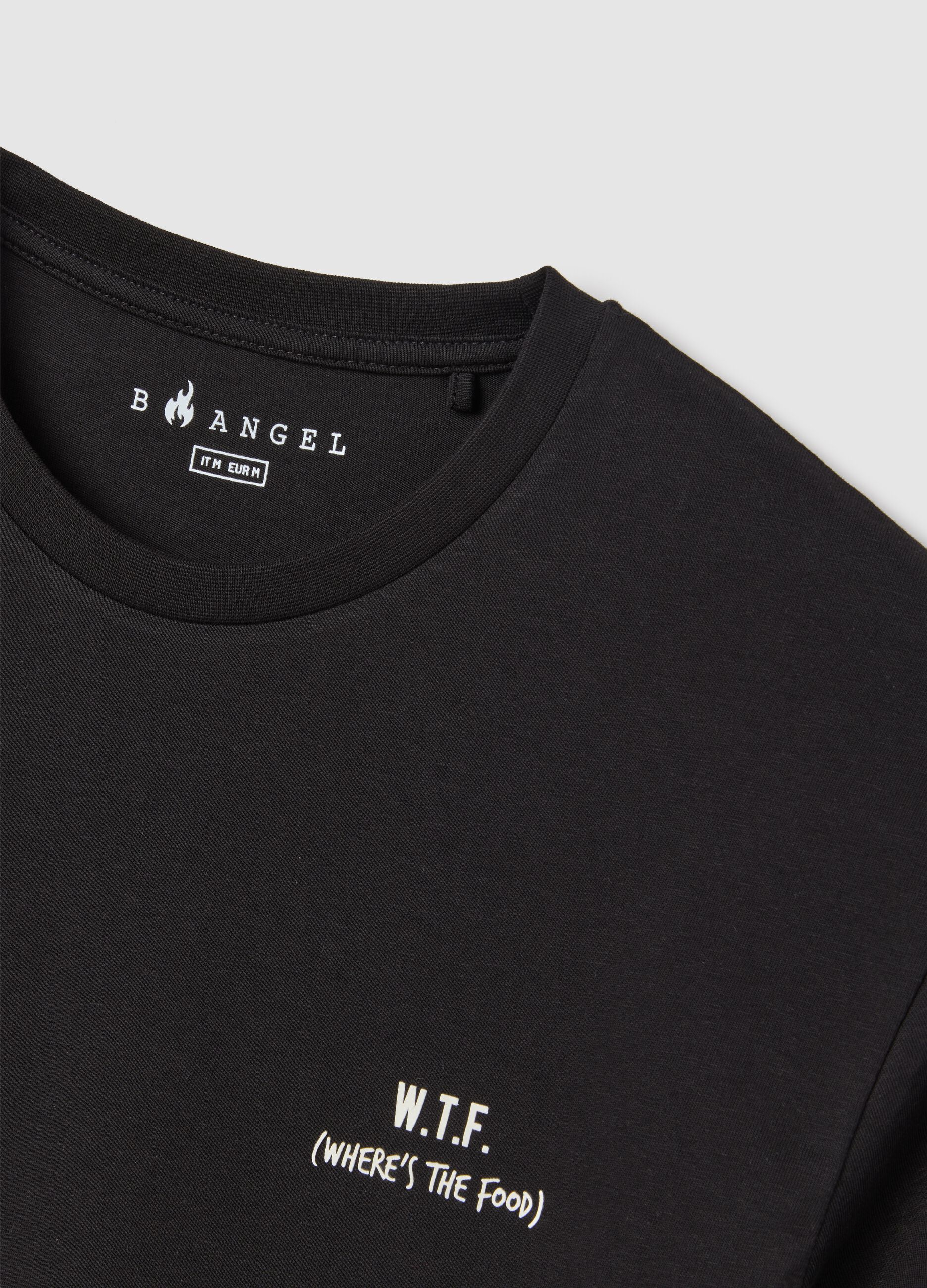 T-shirt da uomo in puro cotone nero regular fit