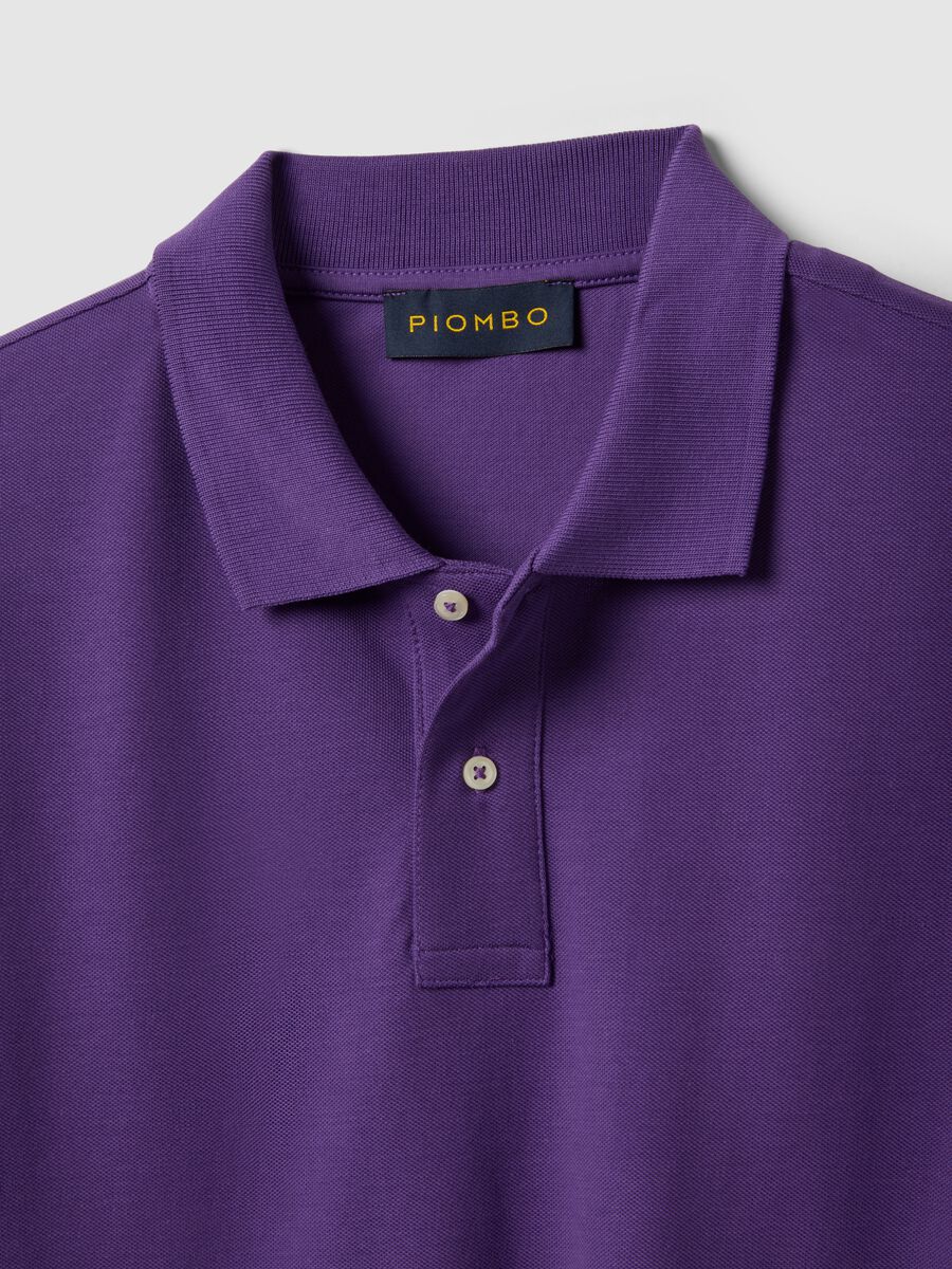 Polo a maniche corte in puro cotone viola regular fit_5