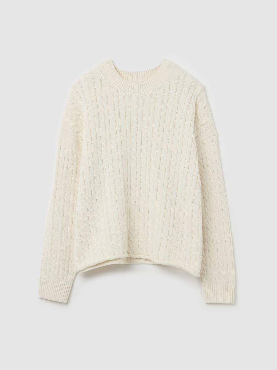Ribbed pullover with cable-knit design_4