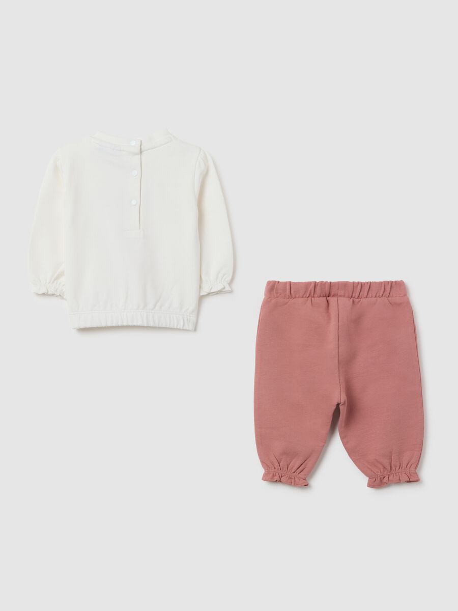 Girls' set in pure white and pink cotton_1