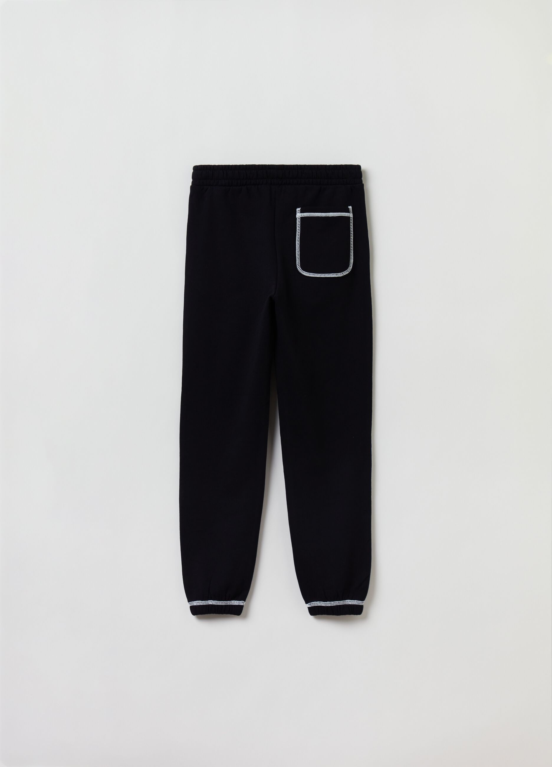 Joggers in felpa con cuciture a contrasto_1